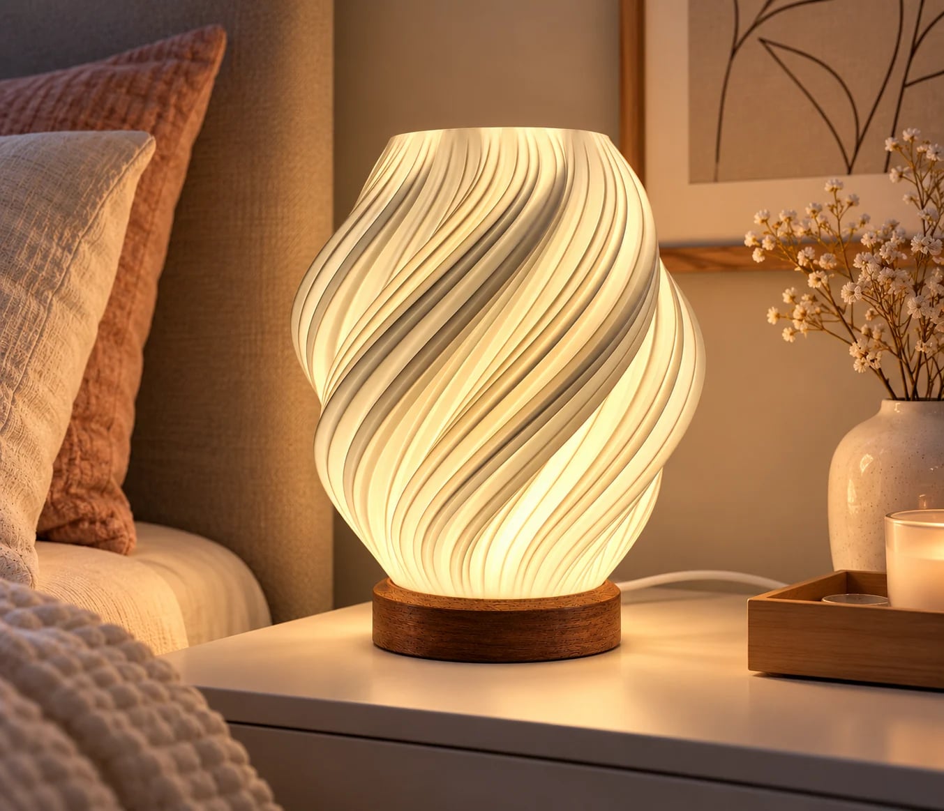 Luminária de Mesa Espiral Elegance Decorativa LED