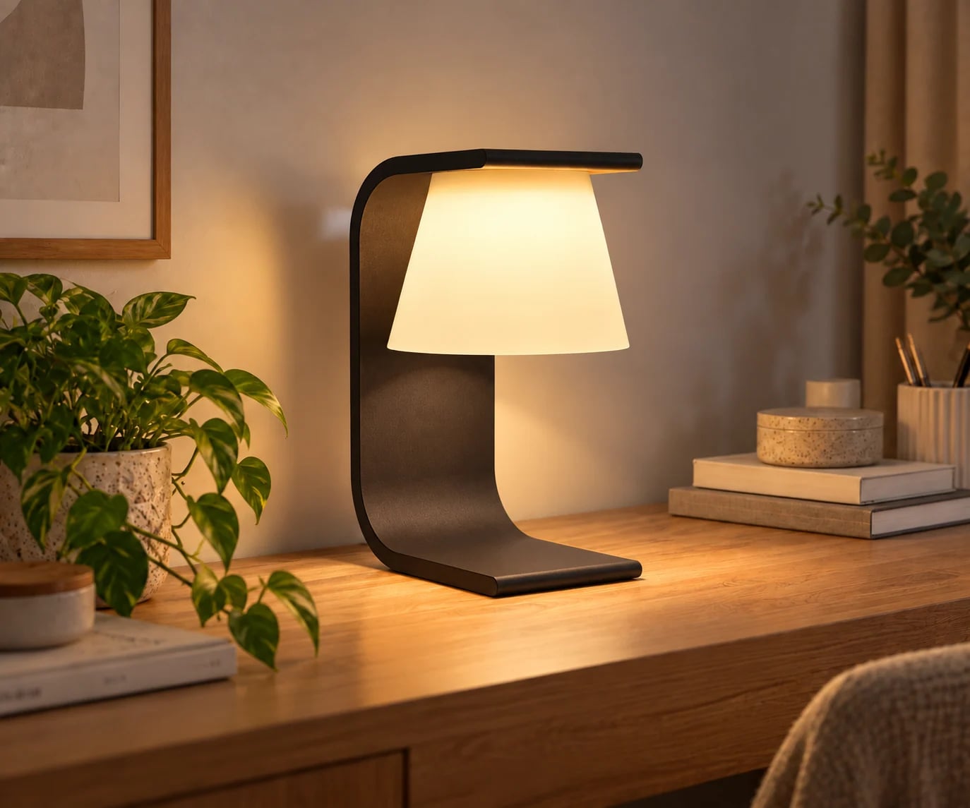 Luminária de Mesa Curva Modern – Abajur Decorativo
