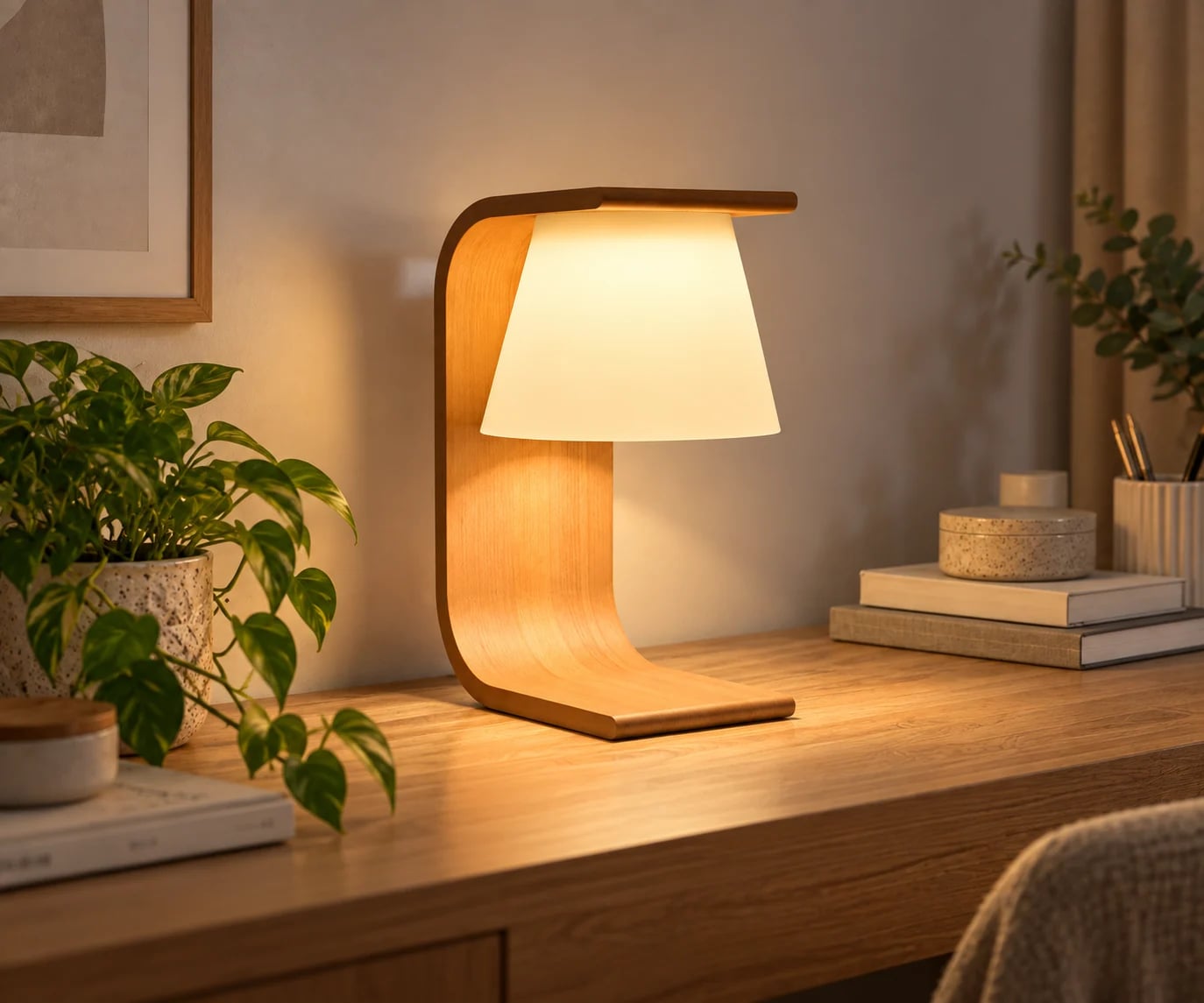 Luminária de Mesa Curva Modern – Abajur Decorativo
