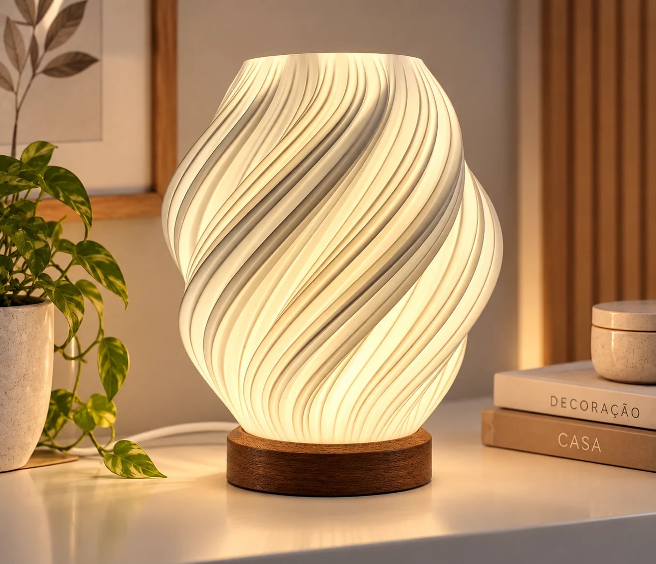 Luminária de Mesa Espiral Elegance Decorativa LED